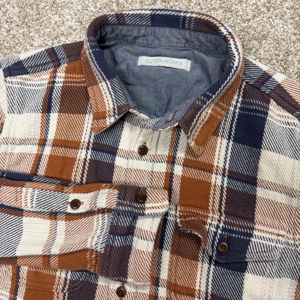 Outerknown Blanket Shirt Mens Medium Juneau Plaid Organic Cotton Flannel